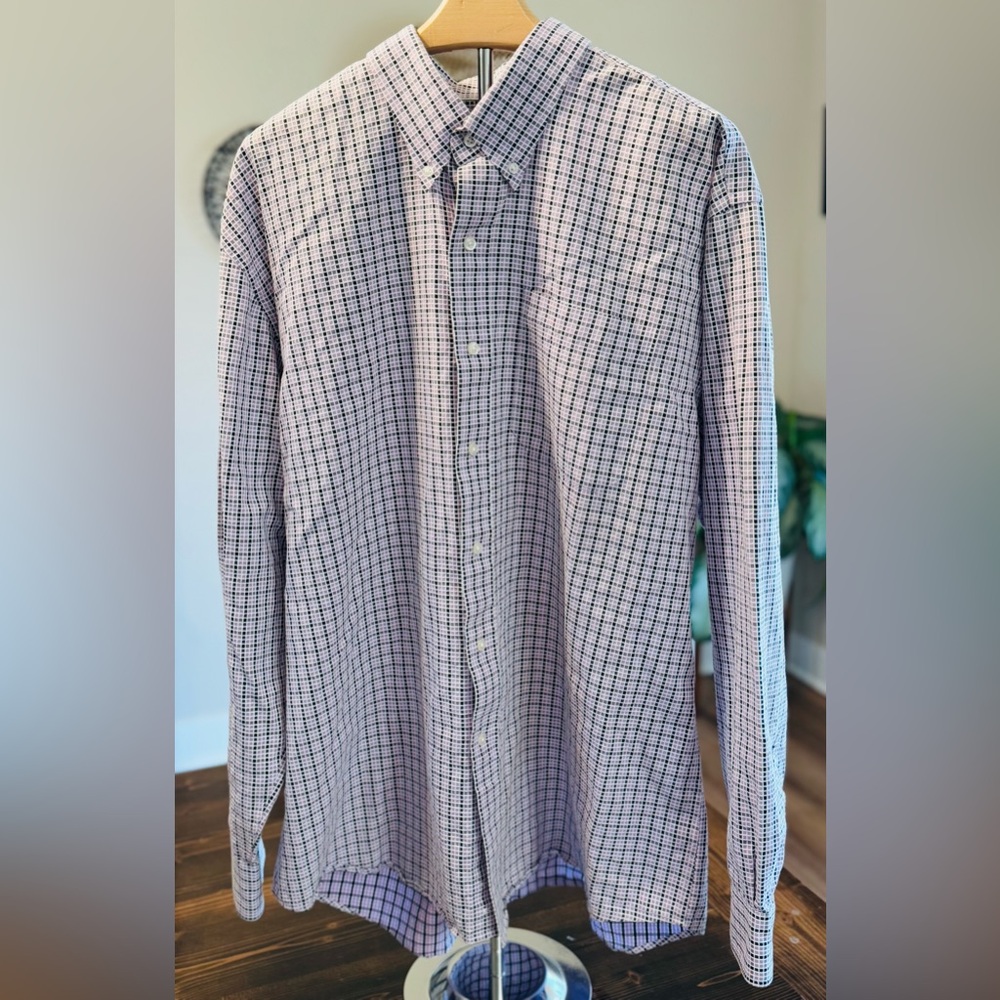Cutter & Buck Men's Purple & Navy Checkered Shirt Size XL